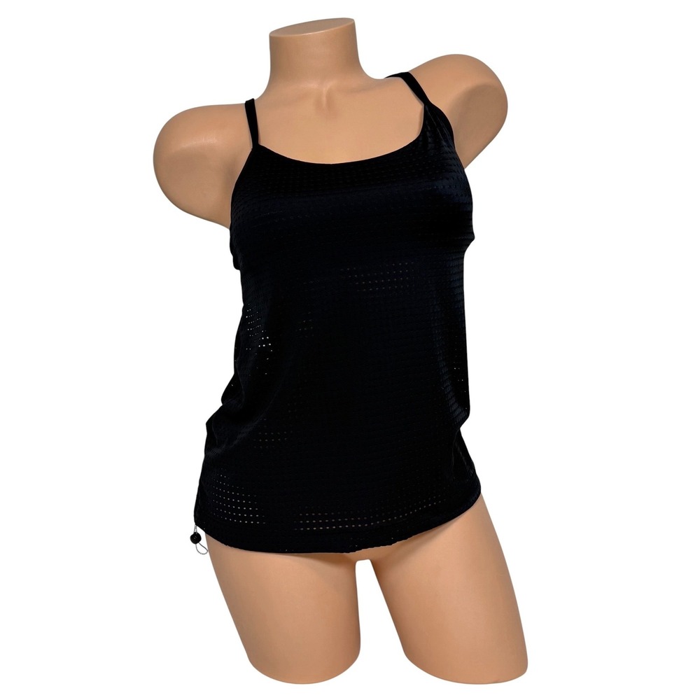 Nike Women's Black Perforated Mesh 2-in-1 Tankini Top Built-in Bra Size Medium